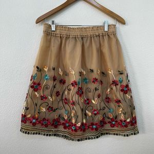 August Silk embroidered skirt sz M